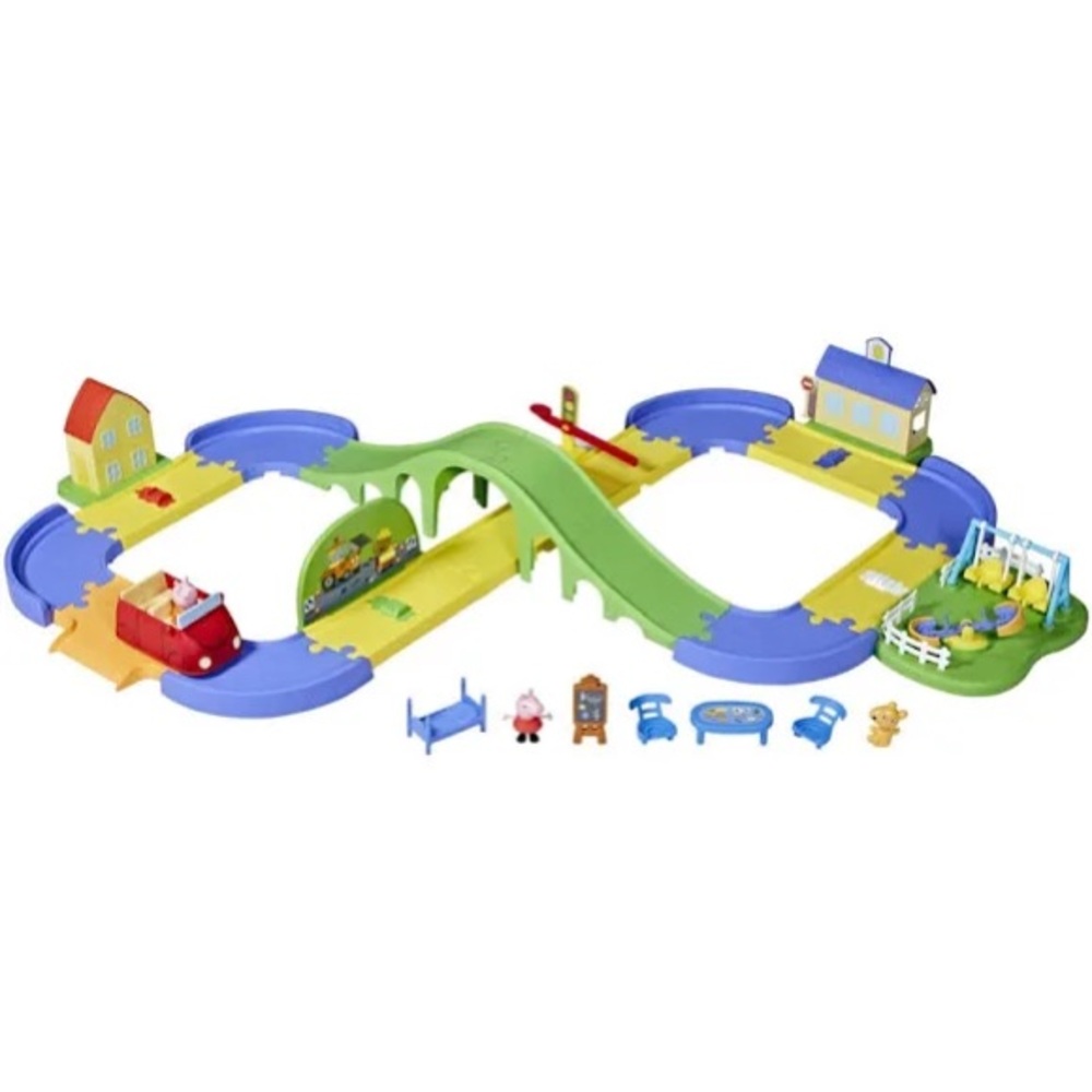 Peppa Pig All Around Peppa’s Town Playset with Car Track, Preschool Toys